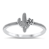 Cactus Flower Motherly Love Protection Ring .925 Sterling Silver Band Sizes 4-10