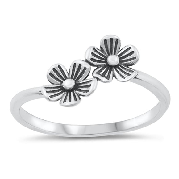 Christmas Rose Flower Classic Ring New .925 Sterling Silver Band Sizes 4-10