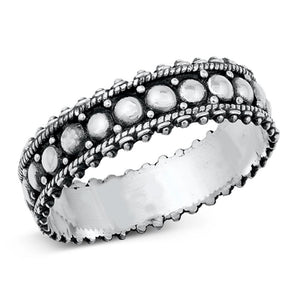 Boho Bali Bead Rope Halo Circle Ring New .925 Sterling Silver Band Sizes 5-9