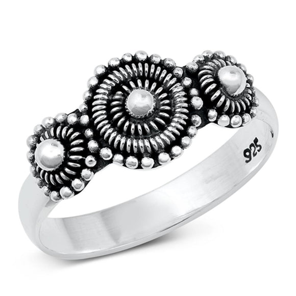 Boho Bali Mandala Sunflower Ring New .925 Sterling Silver Band Sizes 5-10