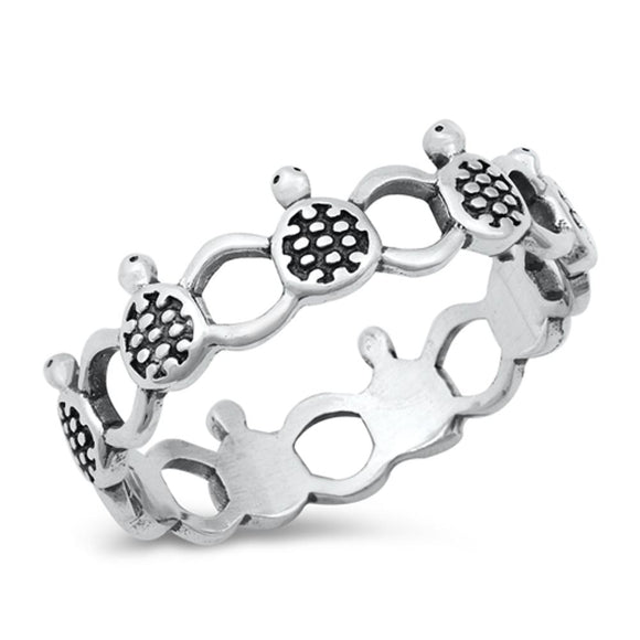 Eternity Turtle Infinity Beautiful Ring New .925 Sterling Silver Band Sizes 4-10