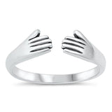 Open Hug Love Hands Compassion Ring New .925 Sterling Silver Band Sizes 4-10