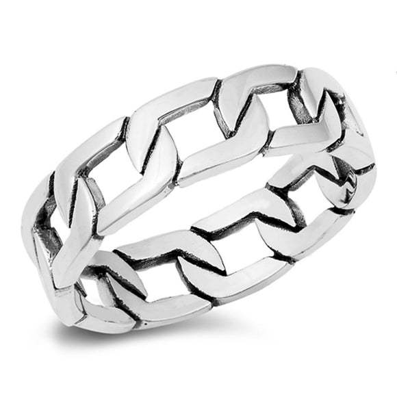 Cuban Curb Link Chain Fashion Ring New .925 Sterling Silver Band Sizes 4-10