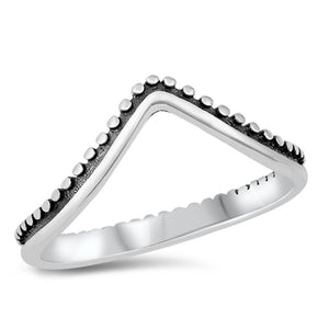 Chevron V Shape Bali Bead Polished Ring New .925 Sterling Silver Band Sizes 4-10