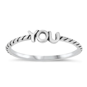 Script You Infatuation Love Unique Ring New .925 Sterling Silver Band Sizes 4-10