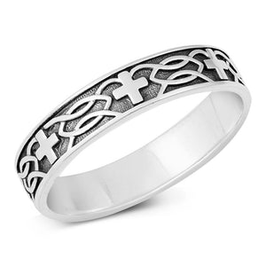 Cross Religious Christian Promise Ring New .925 Sterling Silver Band Sizes 4-10