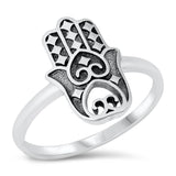 Hamsa Amulet Good Fortune Fashion Ring New .925 Sterling Silver Band Sizes 4-10