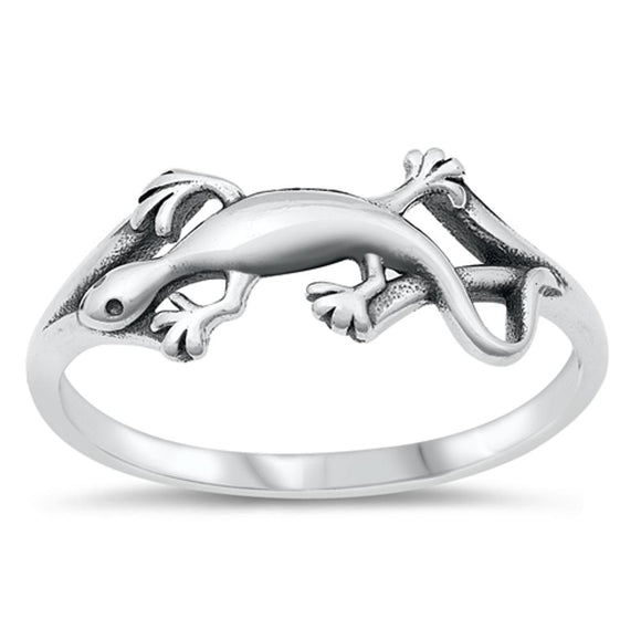 Lizard Protection Lucky Classic Ring New .925 Sterling Silver Band Sizes 4-10