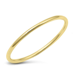 Thin Yellow Gold-Tone Plated Polished Ring .925 Sterling Silver Band Sizes 3-10