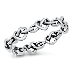 Infinity Heart Knots Love Classic Ring New .925 Sterling Silver Band Sizes 4-10