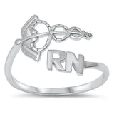 Caduceus RN Registered Nurse Spoon Ring New .925 Sterling Silver Band Sizes 4-10