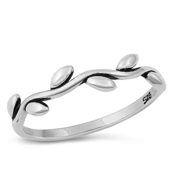 Leaves Branch Peace Polished Ring New .925 Sterling Silver Band Sizes 4-10