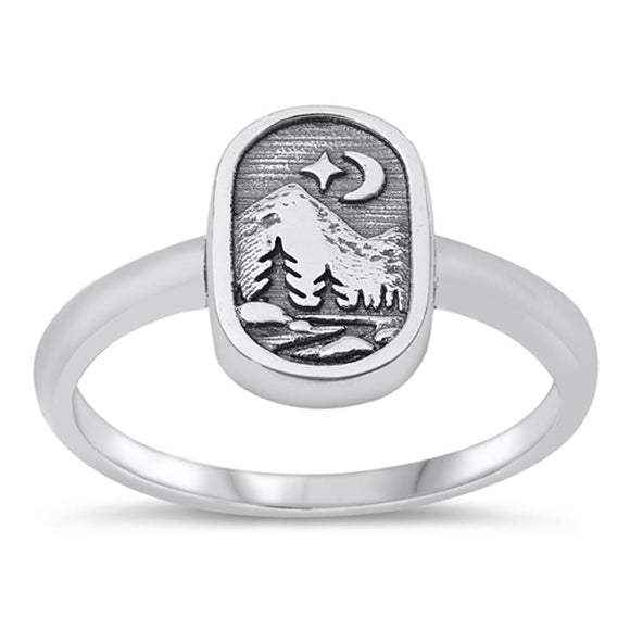 Nature Scene Outdoor Beautiful Ring New .925 Sterling Silver Band Sizes 4-10