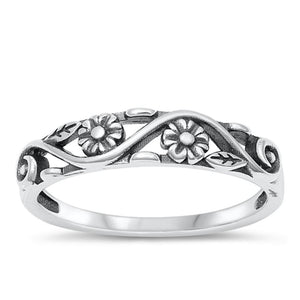 Flower Leaf Nature Rebirth Unique Ring New .925 Sterling Silver Band Sizes 4-10