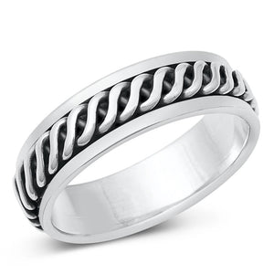 Spinner Rope Design Promise Ring New .925 Sterling Silver Band Sizes 6-12