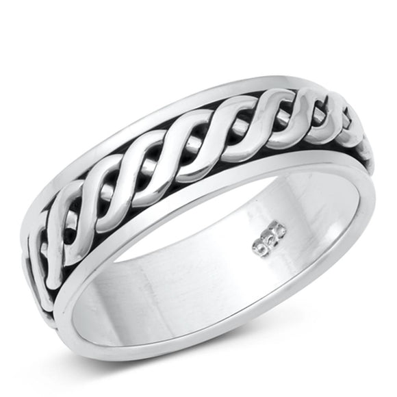 Spinner Rope Pattern Promise Ring New .925 Sterling Silver Band Sizes 7-13