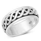 Rope Wave Pattern Beautiful Spinner Ring .925 Sterling Silver Band Sizes 7-13