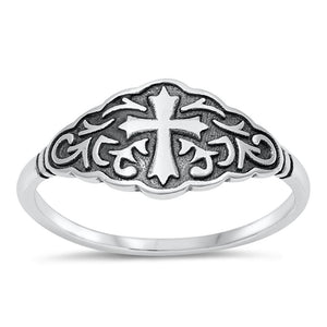 Cross Christian Winds Classic Ring New .925 Sterling Silver Band Sizes 4-10