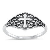 Cross Christian Winds Classic Ring New .925 Sterling Silver Band Sizes 4-10