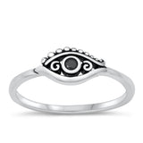 Evil Eye Protection Black CZ Promise Ring .925 Sterling Silver Band Sizes 4-10