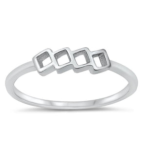 Geometric Squares Beautiful Ring New .925 Sterling Silver Band Sizes 4-10