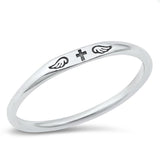 Cross Guardian Angel Protection Love Ring .925 Sterling Silver Band Sizes 4-10