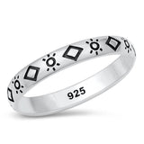 Aztec Sun Moon Design Classic Ring New .925 Sterling Silver Band Sizes 4-10