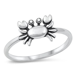 Crab Sea Ocean Beach Animal Zodiac Ring .925 Sterling Silver Band Sizes 4-10