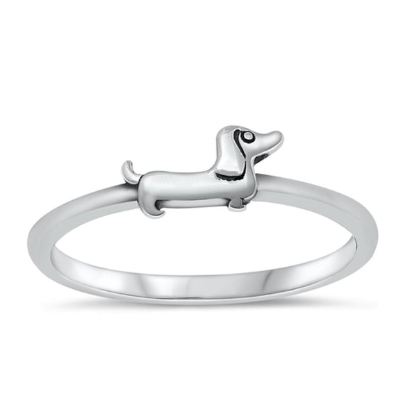 Dachshund Weiner Dog Puppy Unique Ring New .925 Sterling Silver Band Sizes 4-10