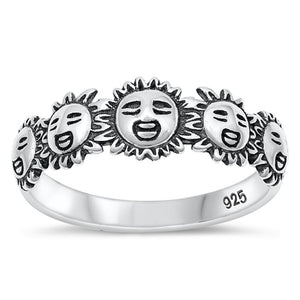 Sun Face Happiness Birth Fashion Ring New .925 Sterling Silver Band Sizes 4-10