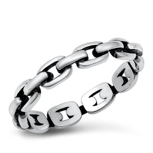 Chain Link Cable Friendship Classic Ring .925 Sterling Silver Band Sizes 4-10