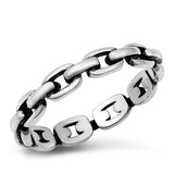 Chain Link Cable Friendship Classic Ring .925 Sterling Silver Band Sizes 4-10