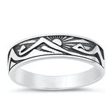 Mountains Sun Shine Nature Unique Ring New .925 Sterling Silver Band Sizes 4-10