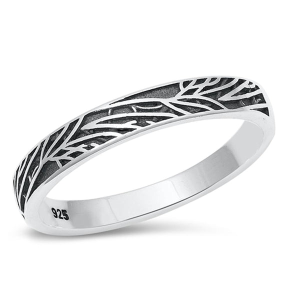 Tree Branch Leaves Nature Wholesale Ring .925 Sterling Silver Band Sizes 4-10