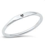 Simple Little Heart Classic Ring New .925 Sterling Silver Thin Band Sizes 4-10