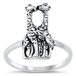 Sterling Silver Kissing Giraffes Ring