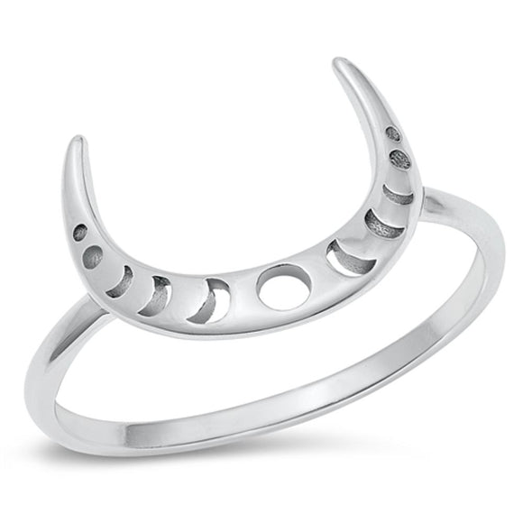 Sterling Silver Crescent Moon Phase Ring