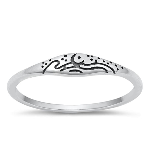 Sterling Silver Moon Waves Beach Ring