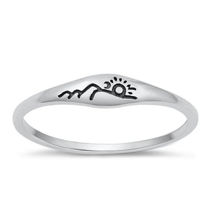 Sterling Silver Sun & Mountains Ring