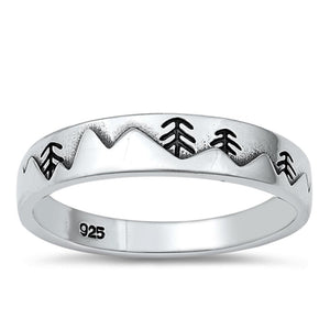 Sterling Silver Mountains & Trees Ring