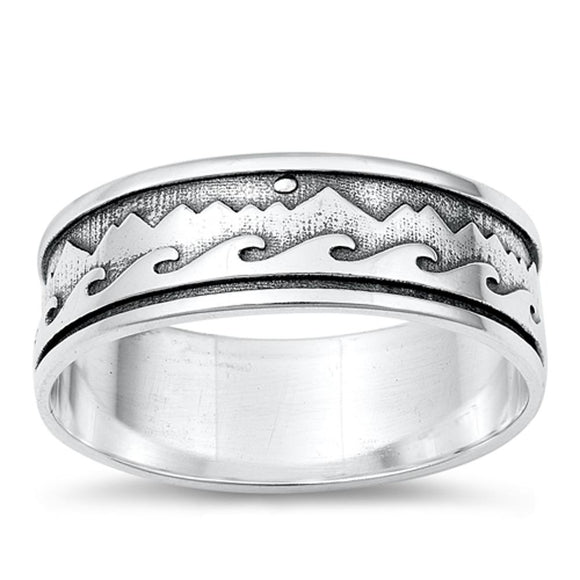 Sterling Silver Mountain Wave Ring