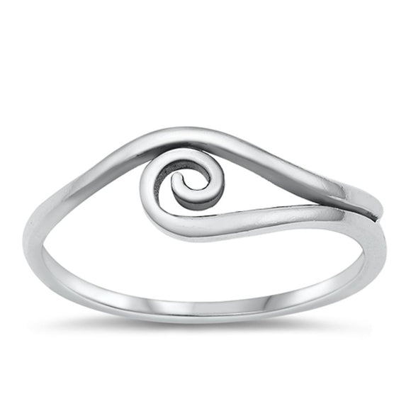 Sterling Silver Spiral Curl Swirl Wave Ring