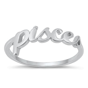 Sterling Silver Pisces Zodiac Ring