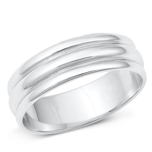 Sterling Silver Grooved Ring