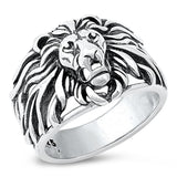 Lion Head Courage Polished Ring New .925 Sterling Silver Band Sizes 7-13