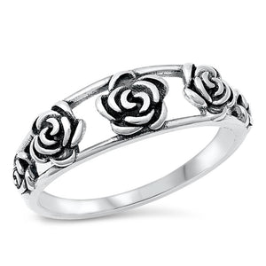 Roses Love Flowers Romance Wholesale Ring .925 Sterling Silver Band Sizes 4-10