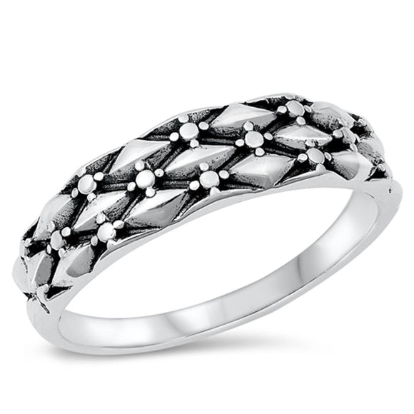 Mosaic Love Promise Ring New .925 Sterling Silver Bali Boho Band Sizes 4-10