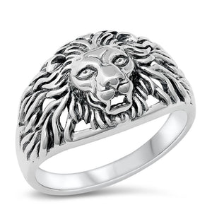 Lion Head King Jungle Fashion Ring New .925 Sterling Silver Band Sizes 6-13