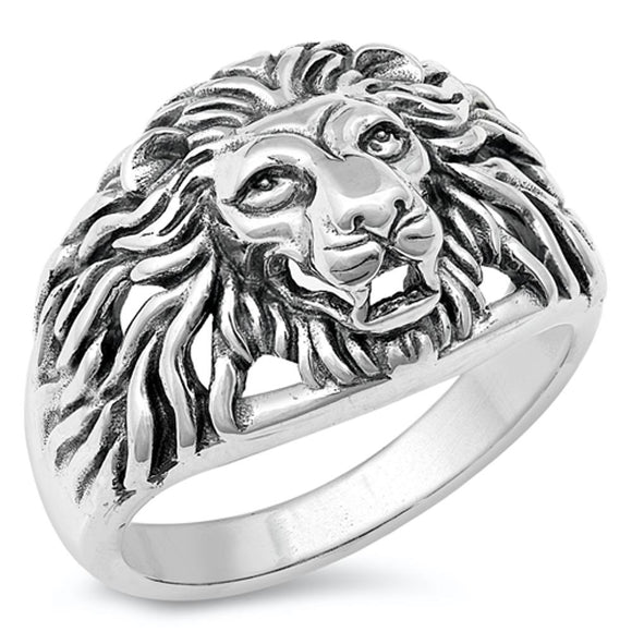 Lion Head Courage Strength Excellence Ring .925 Sterling Silver Band Sizes 6-13