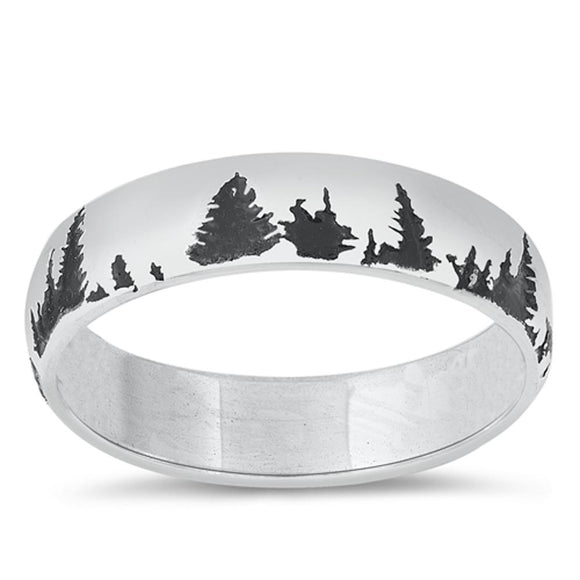 Forest Nature Scene Outdoor Cute Ring New .925 Sterling Silver Band Sizes 5-10